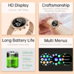 Smartwatch Lige pentru femei I70, Notificari Apeluri/Sms/Social Media, Monitorizare Activitati Fizice + o curea - imagine 2