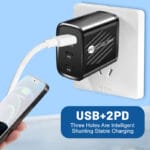 Incarcator/Adaptor DAVIKER, 3 Porturi, 20W Fast Charge, 1 x USB, 2 x Type-C, negru - imagine 4