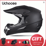 Casca moto, trotineta, cu ochelari, manusi, negru